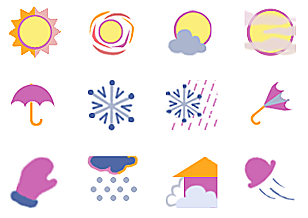 Graphic Design of Icons for Weather Page for Time Warner Cable